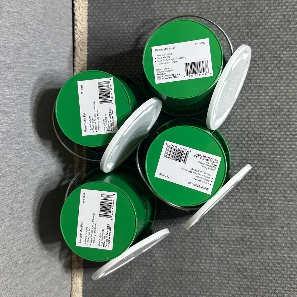 Menards Mini-Pail 400mL Grn Plastic Storage Buckets with Lids Set of 4
